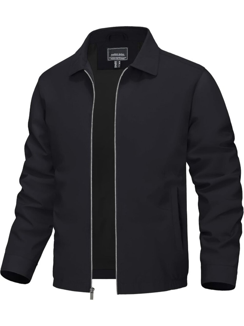 🆕Men's Dark Black Lightweight Jacket Fall Water Repellent Windbreaker Jackets